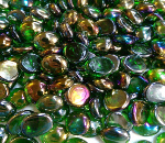 Crystal Green Irid Glass Gems
